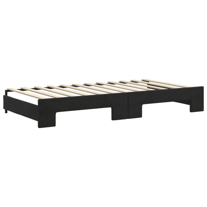 daybed med udtræk og madras 100x200 cm velour sort