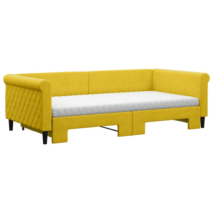 daybed med udtræk og madras 100x200 cm velour gul