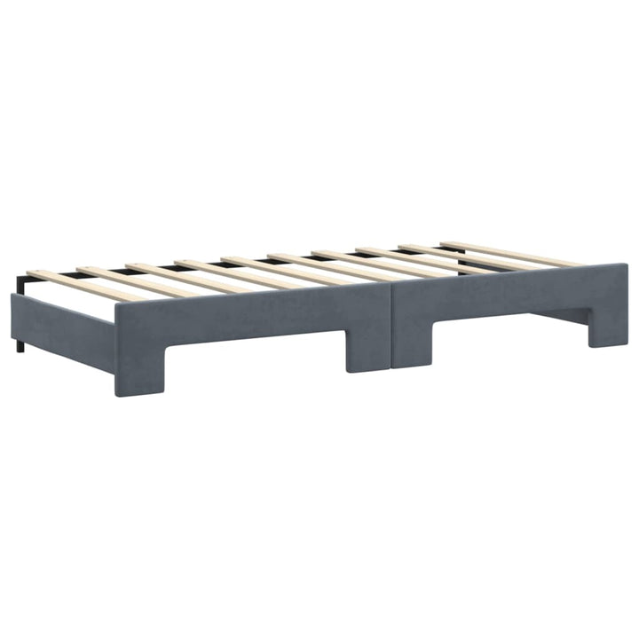 daybed med udtræk og madras 90x190 cm velour mørkegrå