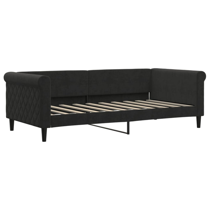 daybed med udtræk og madras 90x190 cm velour sort