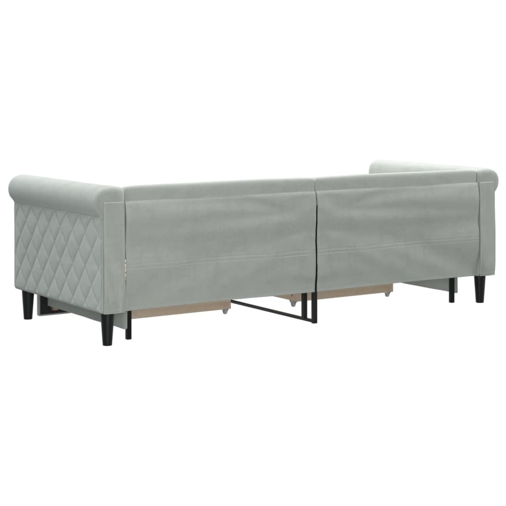 daybed med udtræk og skuffer 80x200 cm velour lysegrå
