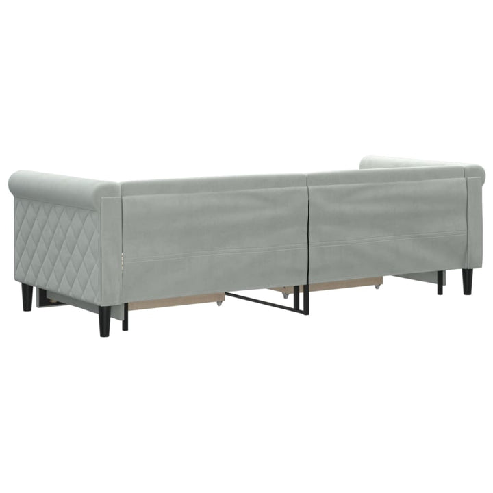 daybed med udtræk og skuffer 80x200 cm velour lysegrå