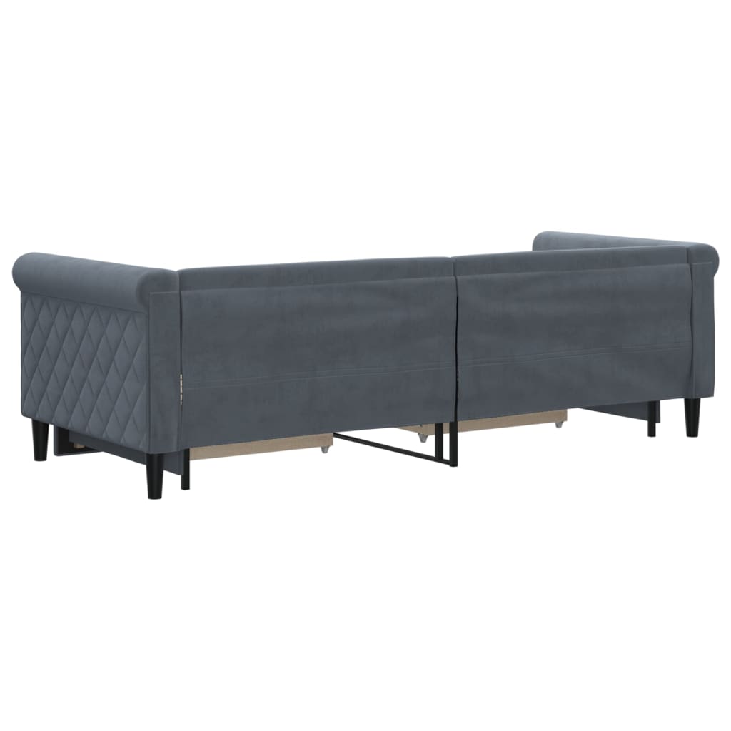 daybed med udtræk og skuffer 80x200 cm velour mørkegrå