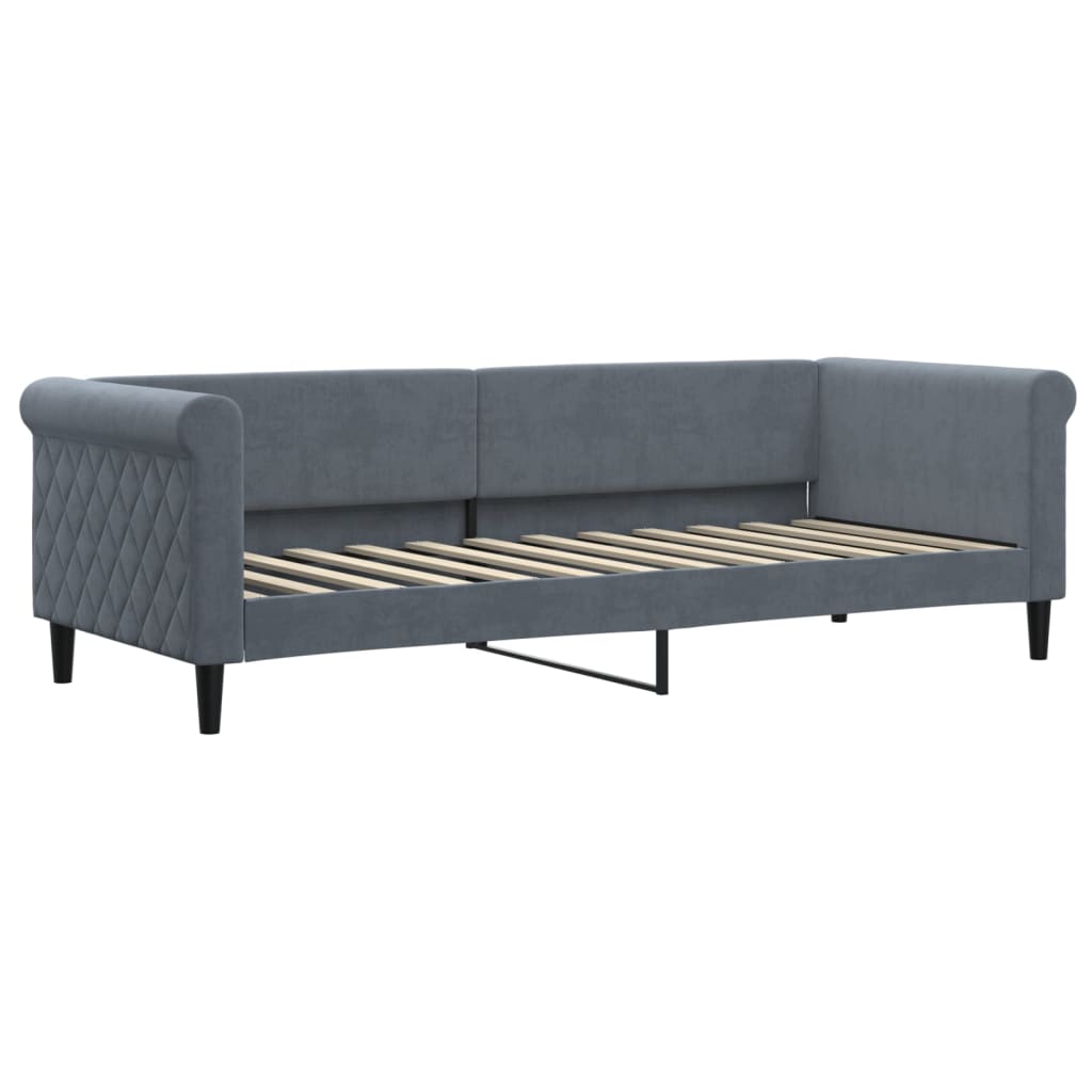 daybed med udtræk og skuffer 80x200 cm velour mørkegrå