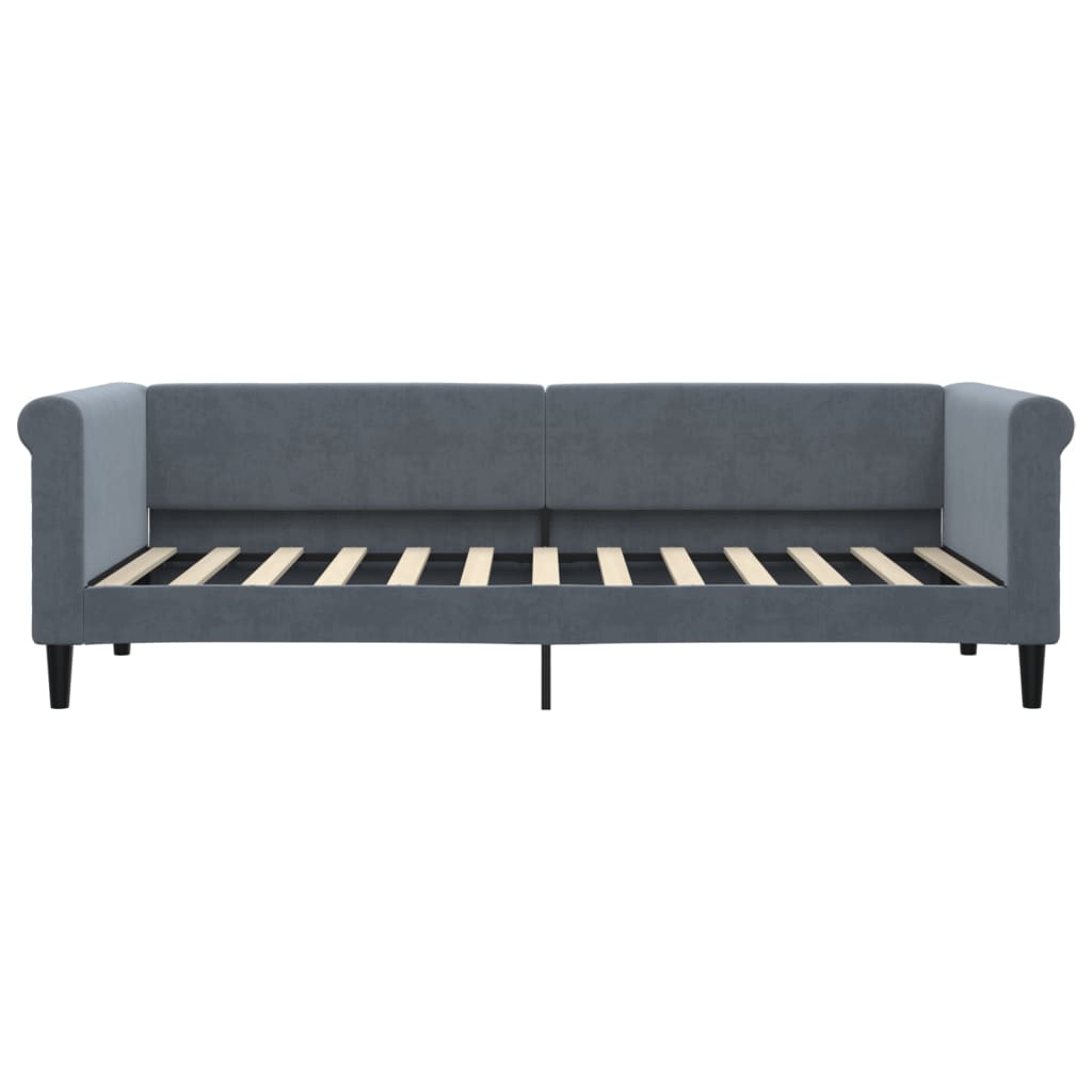 daybed med udtræk og skuffer 80x200 cm velour mørkegrå