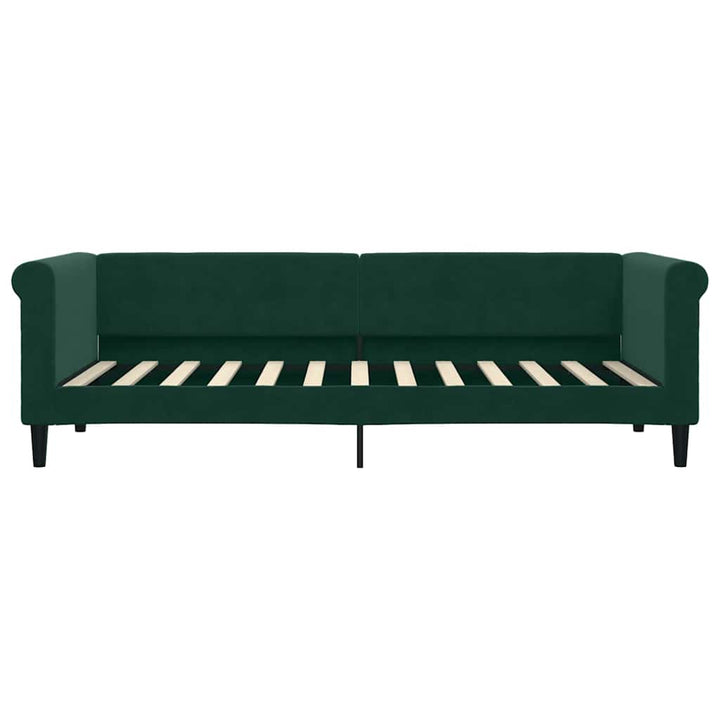 daybed med udtræk og skuffer 80x200 cm velour mørkegrøn