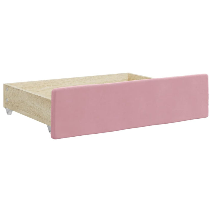 daybed med udtræk og skuffer 80x200 cm velour lyserød