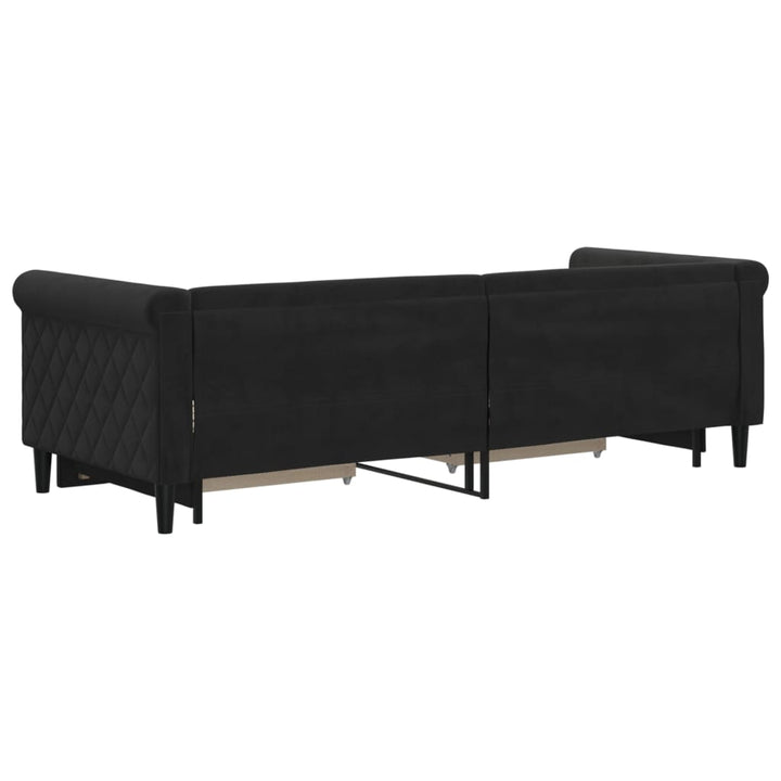 daybed med udtræk og skuffer 80x200 cm velour sort