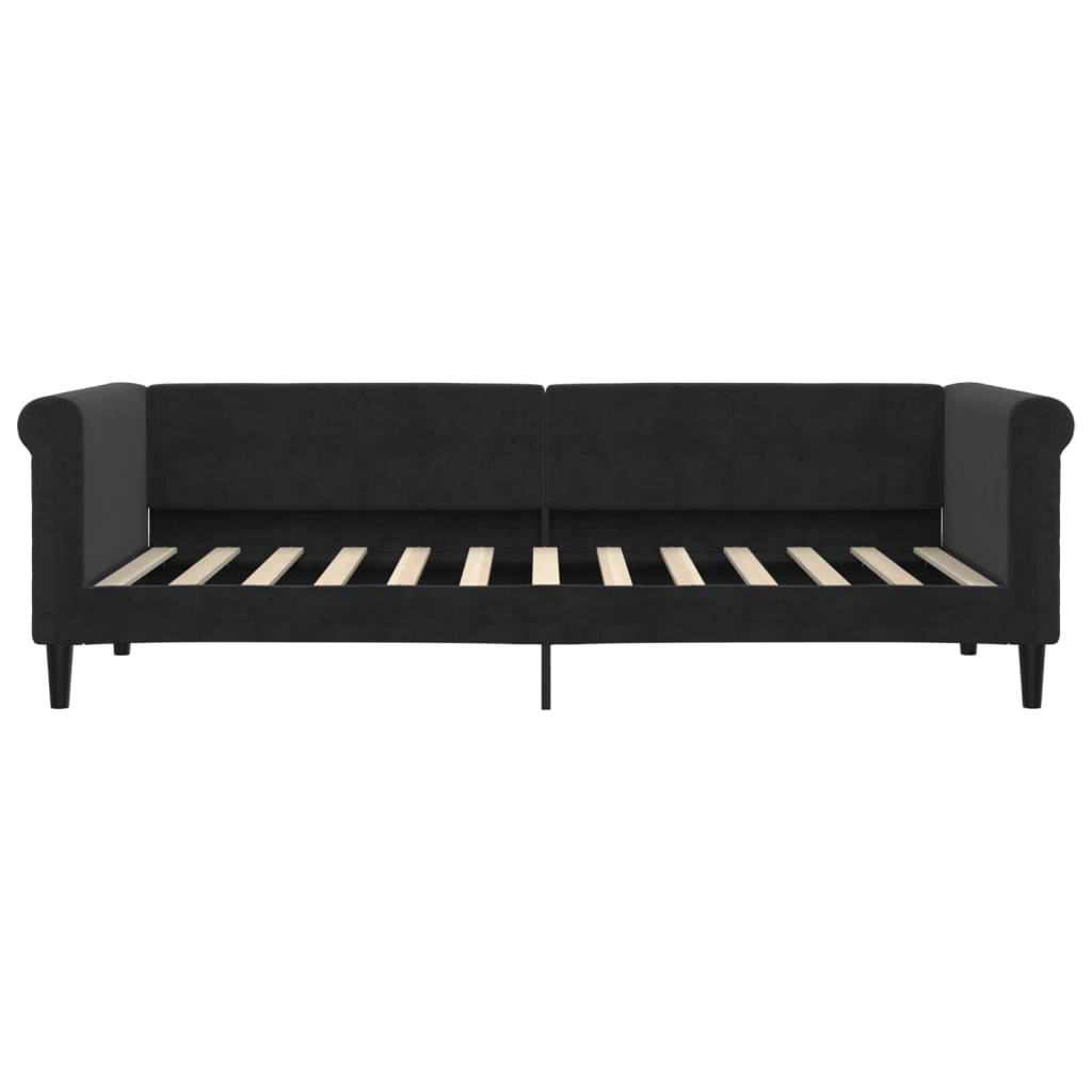 daybed med udtræk og skuffer 80x200 cm velour sort