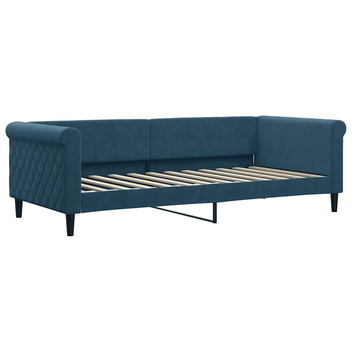 daybed med udtræk og skuffer 90x200 cm velour blå