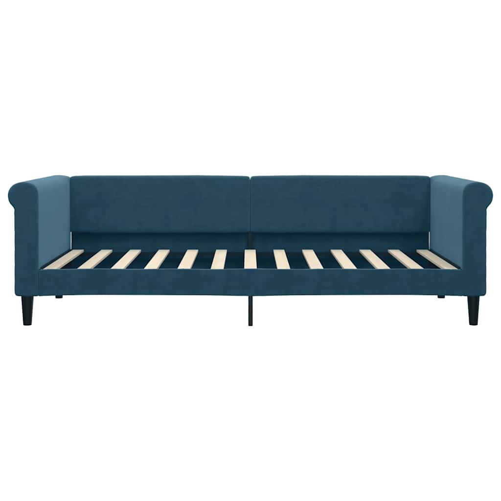 daybed med udtræk og skuffer 90x200 cm velour blå