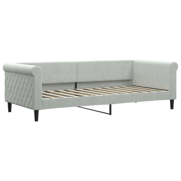 daybed med udtræk og skuffer 90x200 cm velour lysegrå