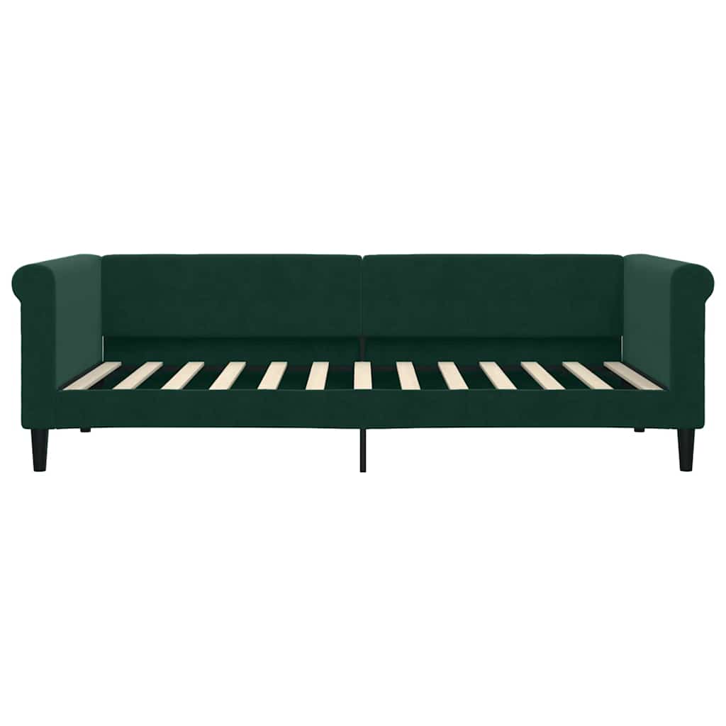 daybed med udtræk og skuffer 90x200 cm velour mørkegrøn