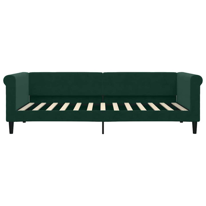 daybed med udtræk og skuffer 90x200 cm velour mørkegrøn