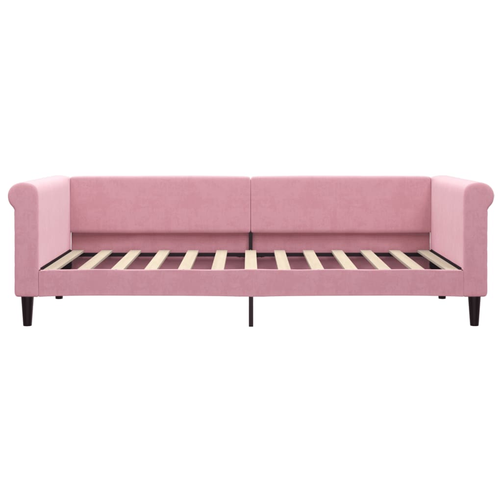 daybed med udtræk og skuffer 90x200 cm velour lyserød