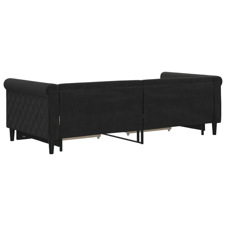 daybed med udtræk og skuffer 90x200 cm velour sort