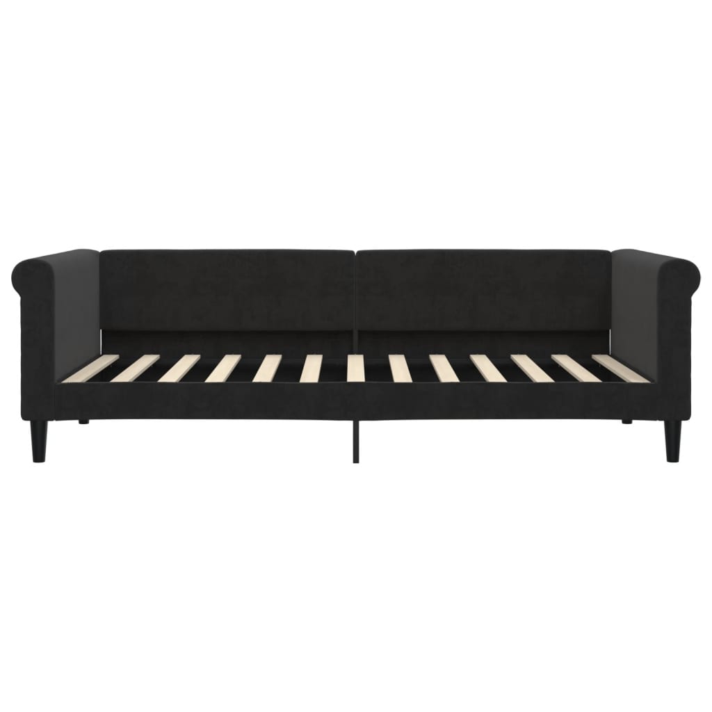 daybed med udtræk og skuffer 90x200 cm velour sort