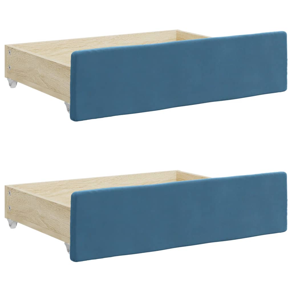 daybed med udtræk og skuffer 100x200 cm velour blå