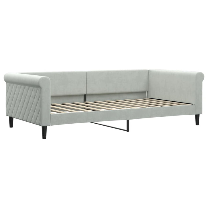daybed med udtræk og skuffer 100x200 cm velour lysegrå