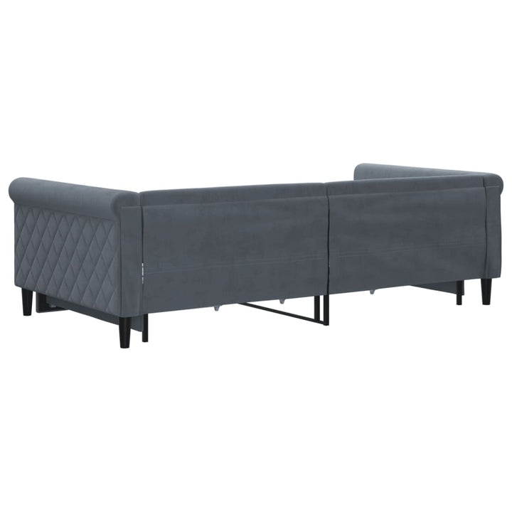 daybed med udtræk og skuffer 100x200 cm velour mørkegrå