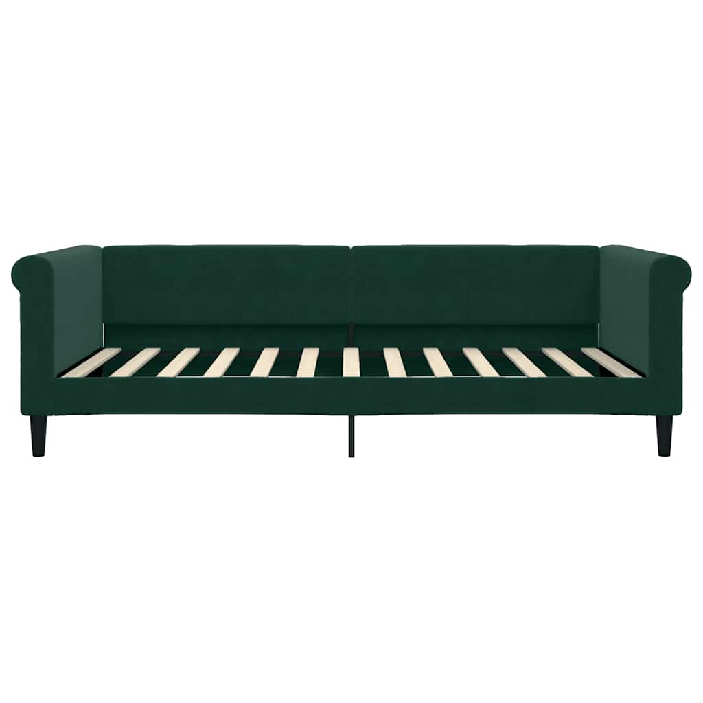 daybed med udtræk og skuffer 100x200 cm velour mørkegrøn