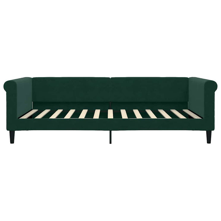 daybed med udtræk og skuffer 100x200 cm velour mørkegrøn