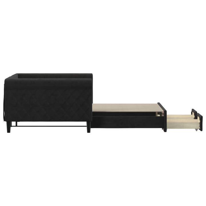 daybed med udtræk og skuffer 100x200 cm velour sort