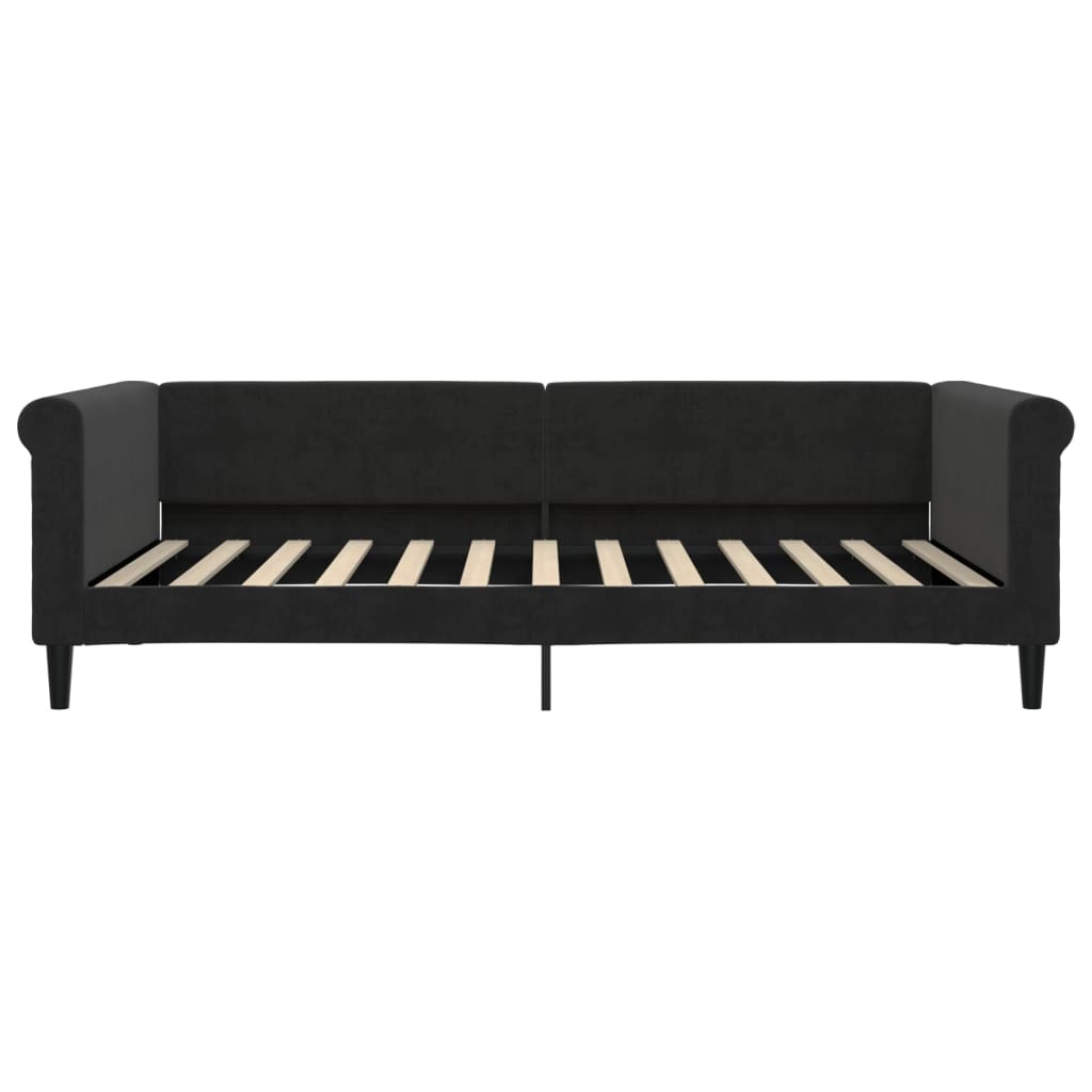 daybed med udtræk og skuffer 100x200 cm velour sort
