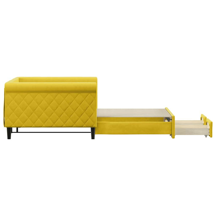 daybed med udtræk og skuffer 100x200 cm velour gul