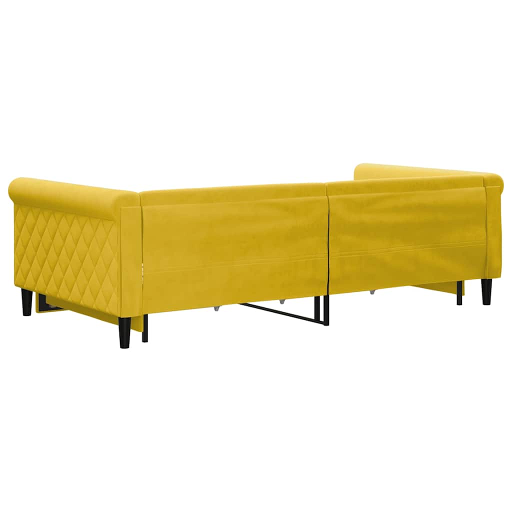 daybed med udtræk og skuffer 100x200 cm velour gul