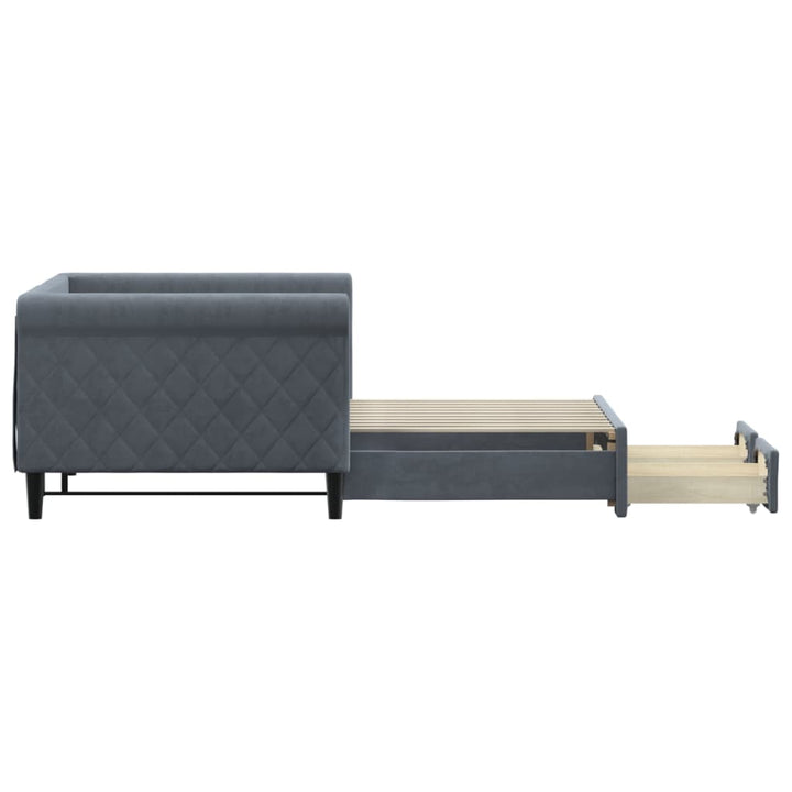 daybed med udtræk og skuffer 90x190 cm velour mørkegrå