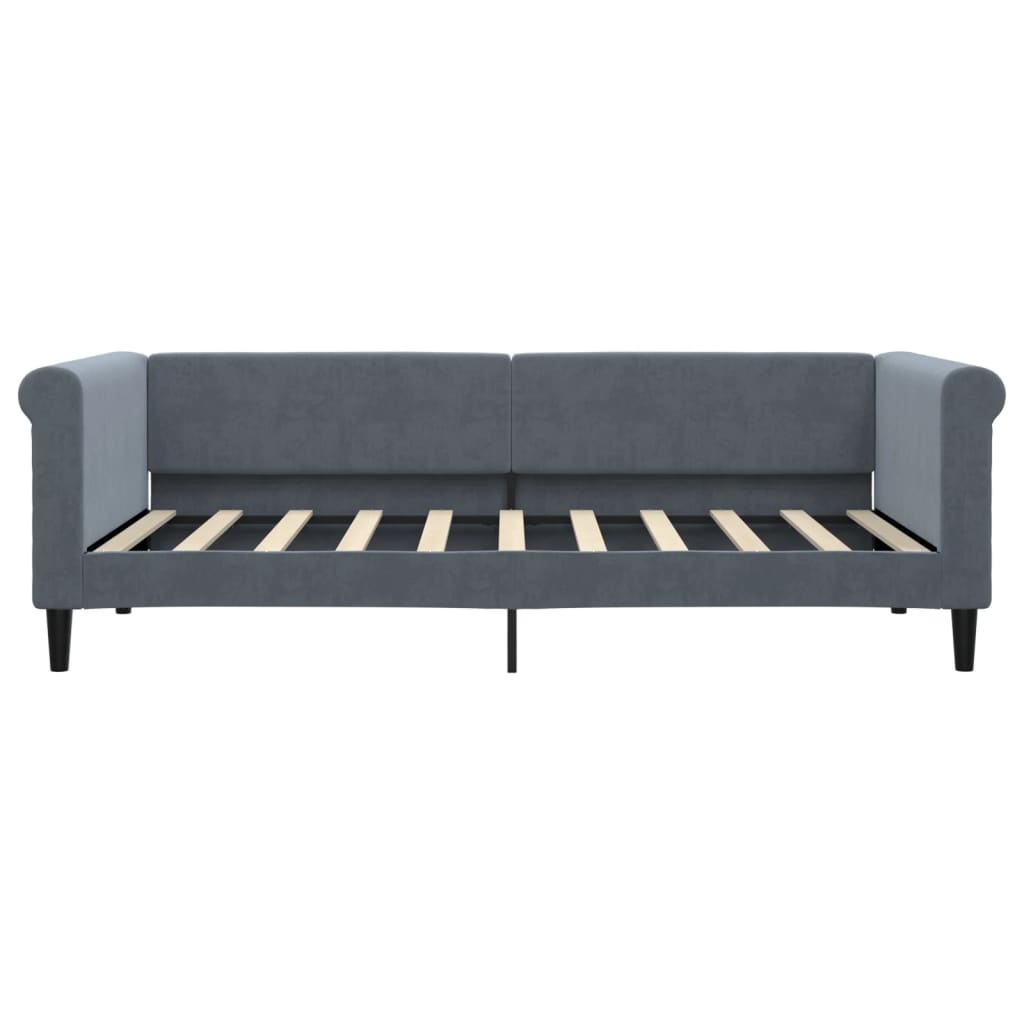 daybed med udtræk og skuffer 90x190 cm velour mørkegrå