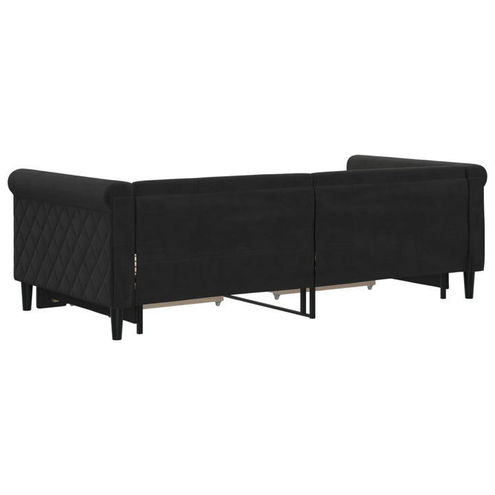 daybed med udtræk og skuffer 90x190 cm velour sort