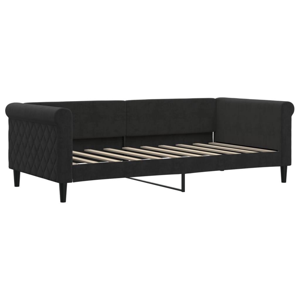 daybed med udtræk og skuffer 90x190 cm velour sort