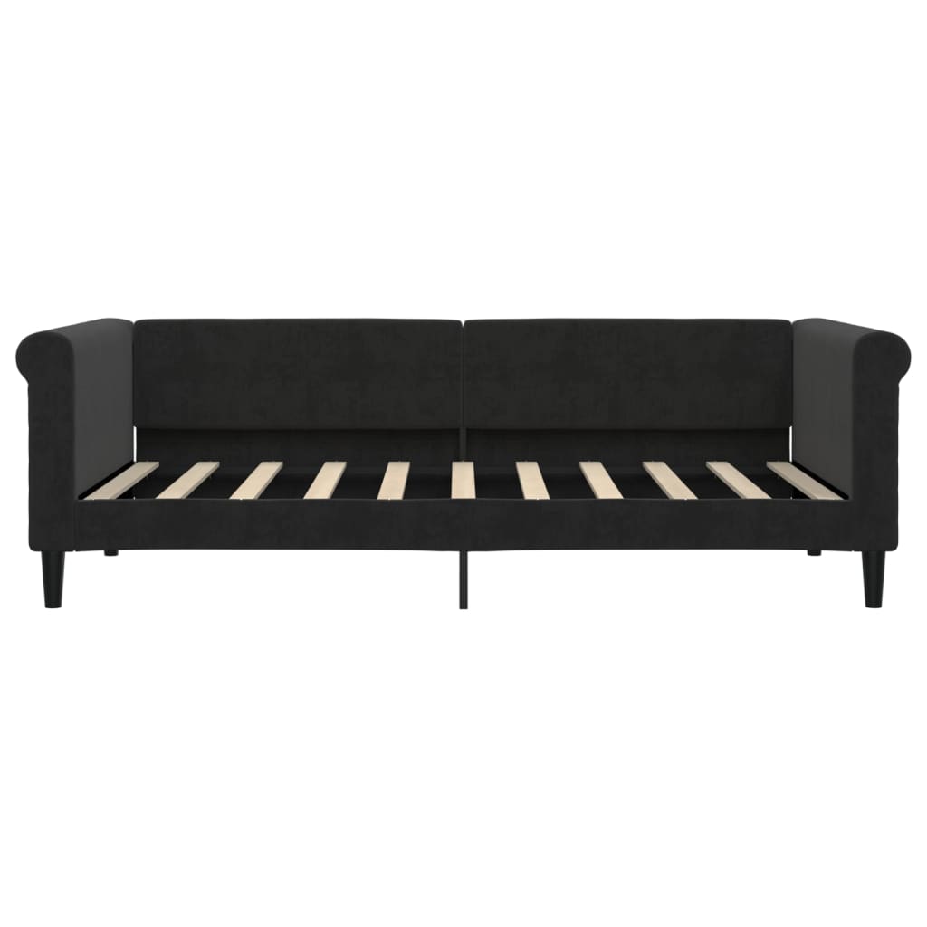daybed med udtræk og skuffer 90x190 cm velour sort