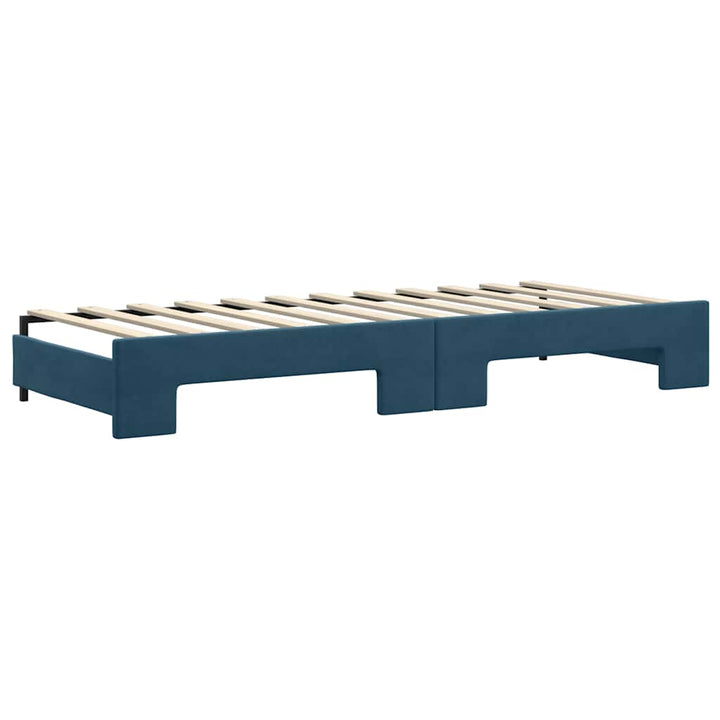 daybed med udtræk og skuffer 80x200 cm stof blå