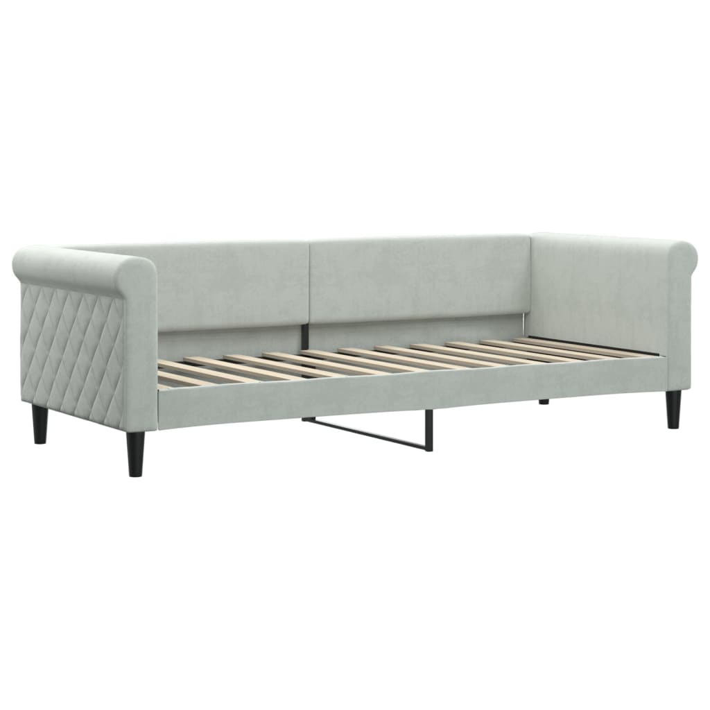 daybed med udtræk og skuffer 80x200 cm velour lysegrå