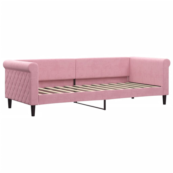 daybed med udtræk og skuffer 80x200 cm velour lyserød