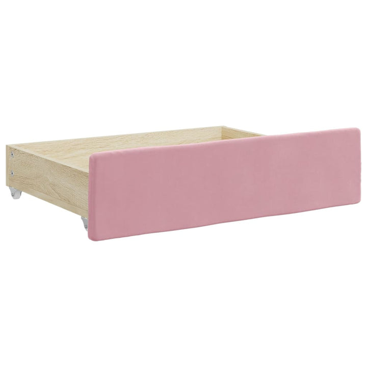 daybed med udtræk og skuffer 80x200 cm velour lyserød