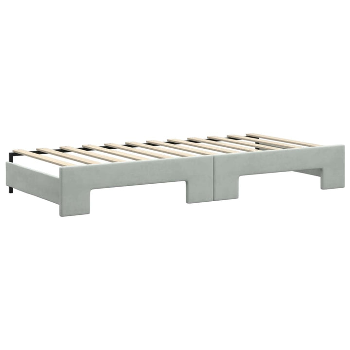 daybed med udtræk og skuffer 90x200 cm velour lysegrå