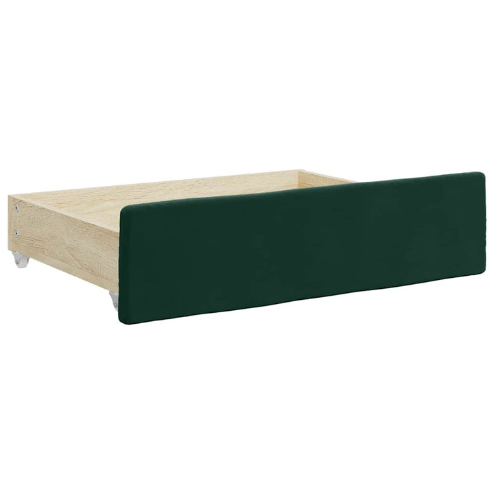 daybed med udtræk og skuffer 90x200 cm velour mørkegrøn