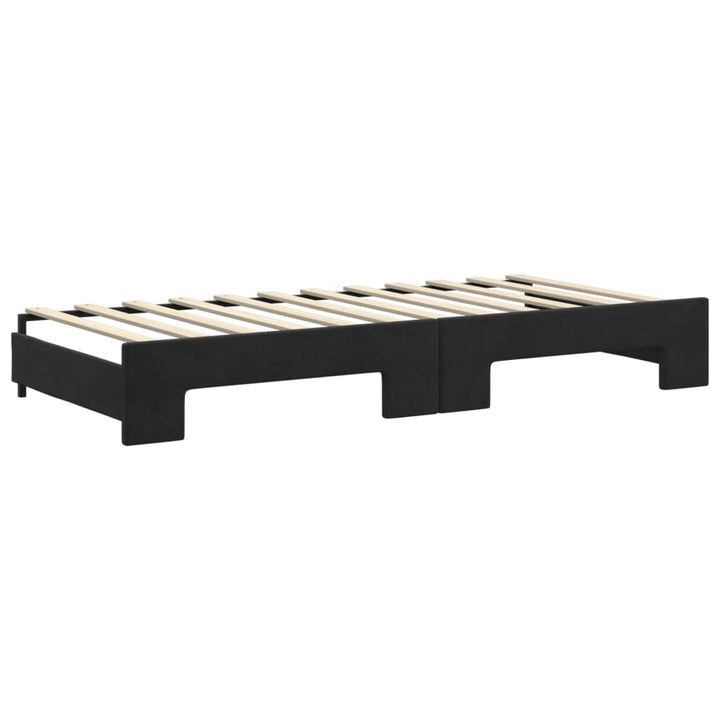 daybed med udtræk og skuffer 90x200 cm velour sort