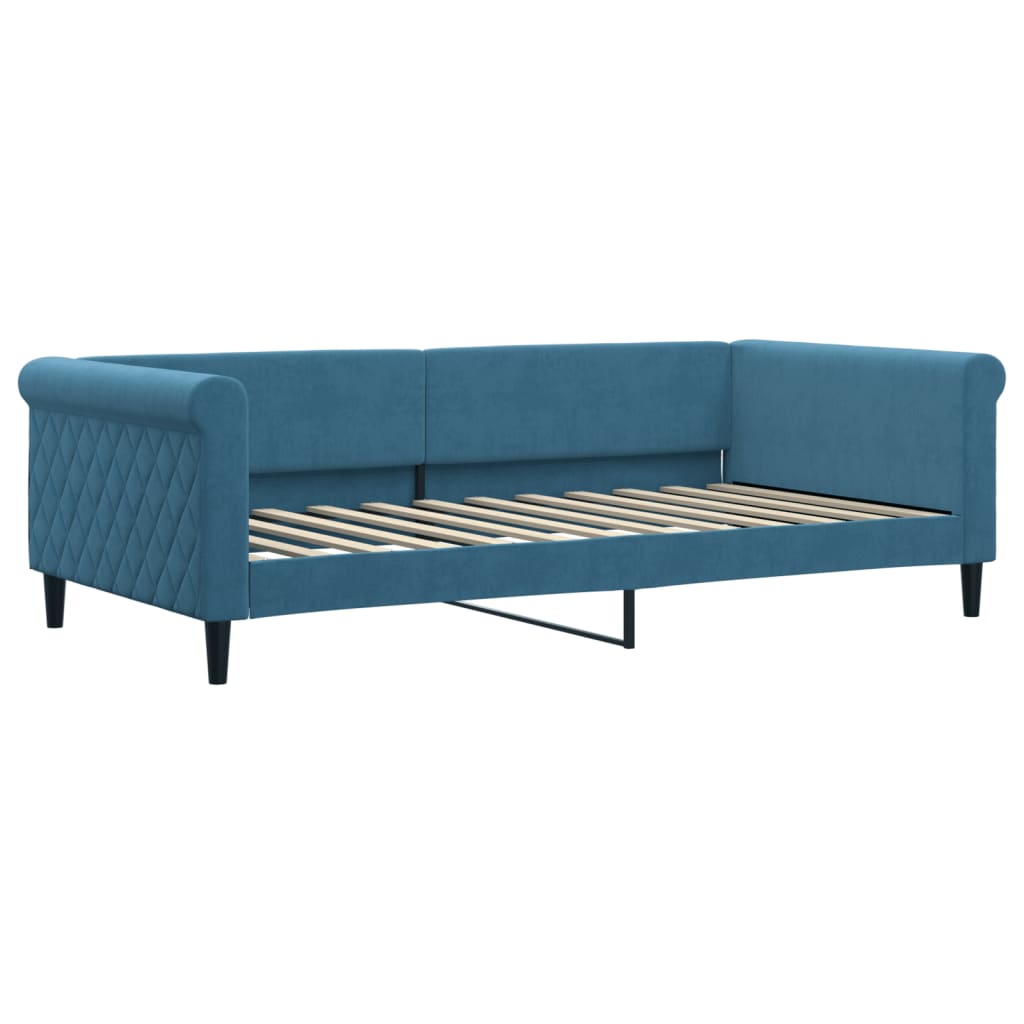 daybed med udtræk og skuffer 100x200 cm velour blå