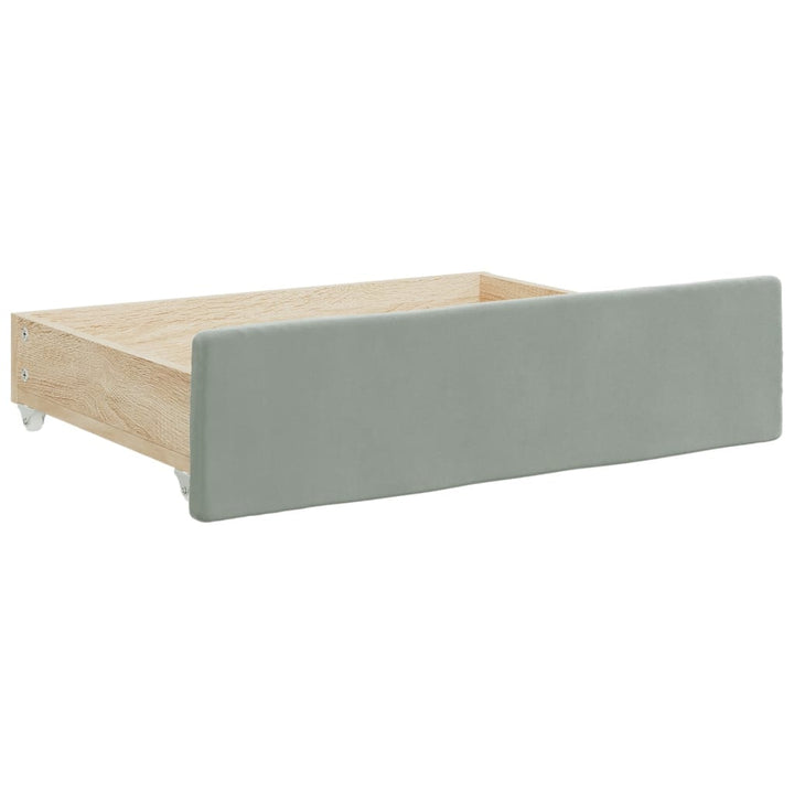 daybed med udtræk og skuffer 100x200 cm velour lysegrå