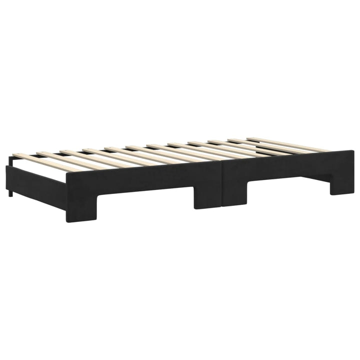 daybed med udtræk og skuffer 100x200 cm velour sort