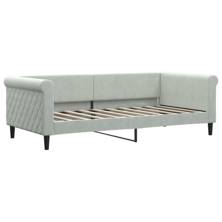 daybed med udtræk og skuffer 90x190 cm velour lysegrå
