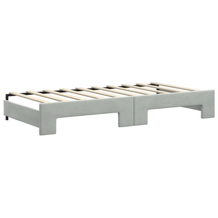 daybed med udtræk og skuffer 90x190 cm velour lysegrå