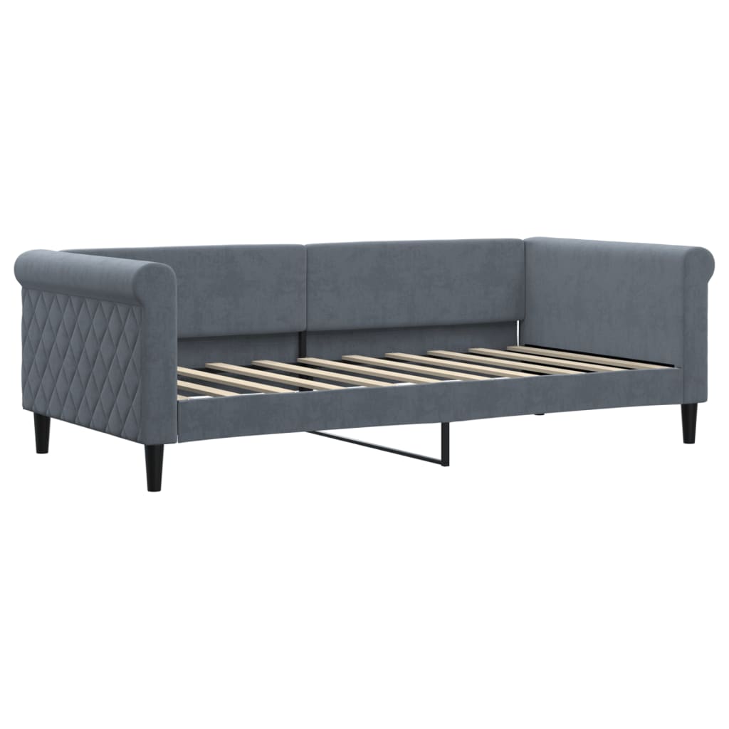 daybed med udtræk og skuffer 90x190 cm velour mørkegrå