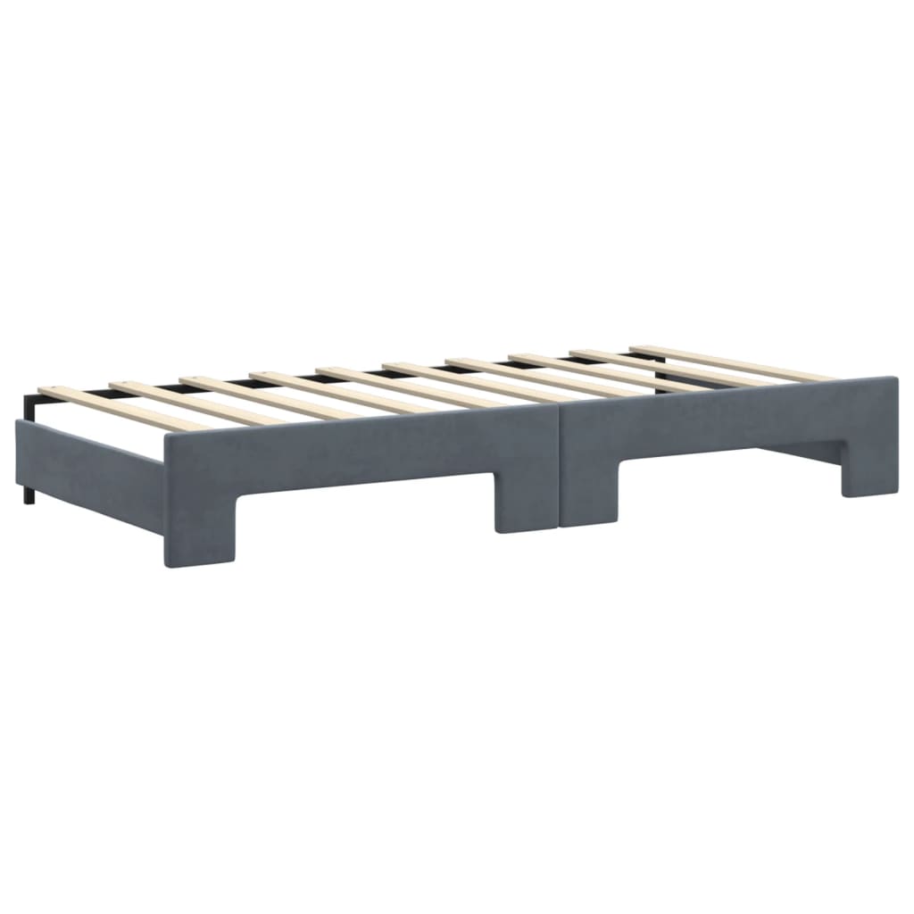daybed med udtræk og skuffer 90x190 cm velour mørkegrå