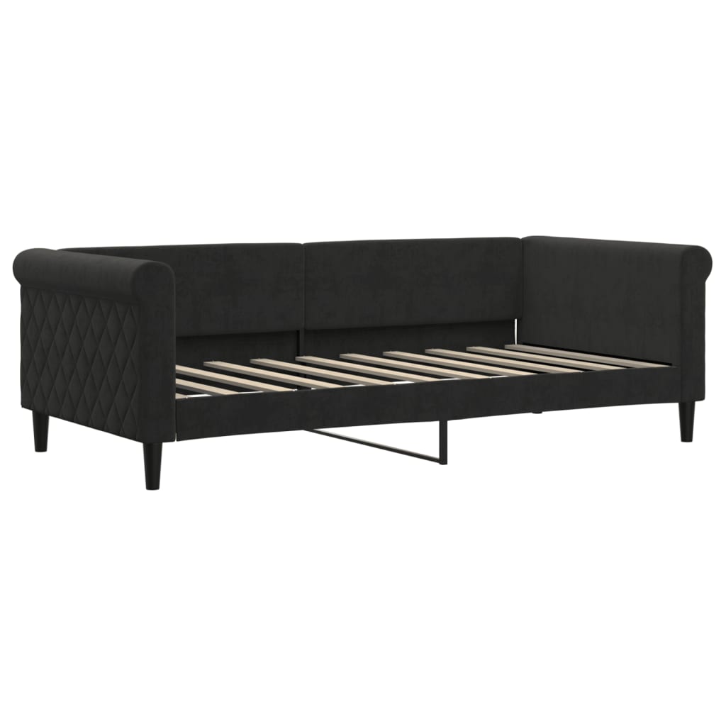 daybed med udtræk og skuffer 90x190 cm velour sort